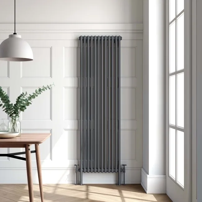 Athens Anthracite Double Column Vertical Traditional Radiator 1800x560mm