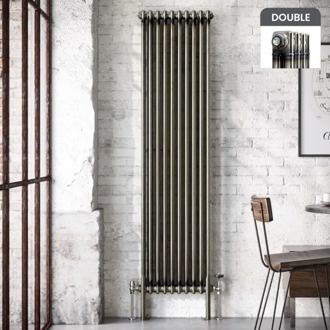 Athens Raw Metal Double Column Vertical Traditional Radiator 1800x470mm
