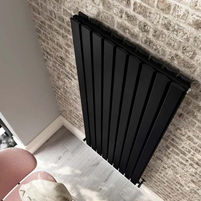 Faro Matt Black Double Flat Panel Vertical Radiator 1800x630mm