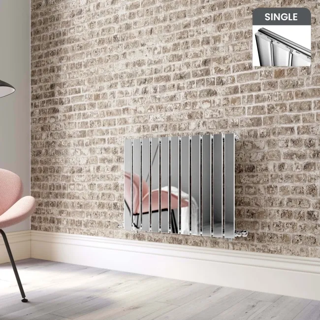 Faro Chrome Single Flat Panel Horizontal Radiator 600x770mm
