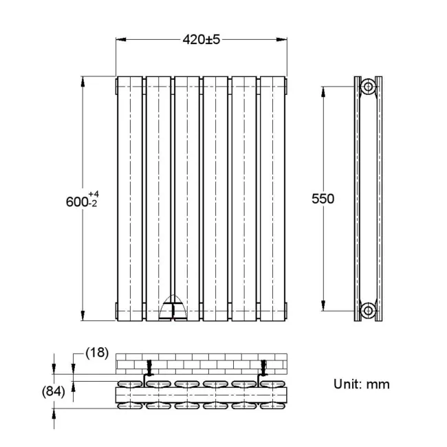 Faro White Double Flat Panel Horizontal Radiator 600x420mm