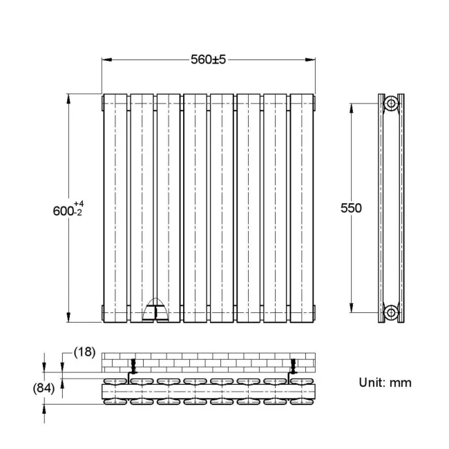 Faro White Double Flat Panel Horizontal Radiator 600x560mm