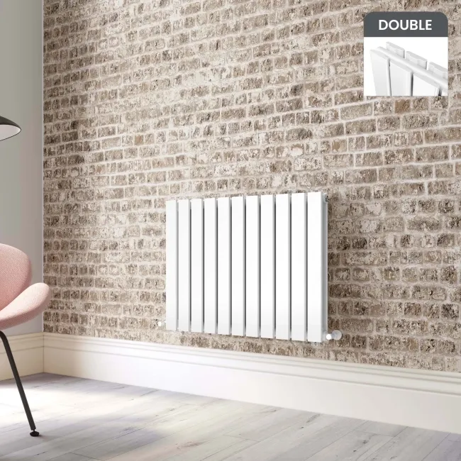 Faro White Double Flat Panel Horizontal Radiator 600x770mm