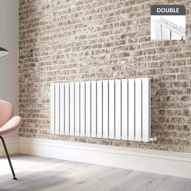 Faro White Double Flat Panel Horizontal Radiator 600x1190mm