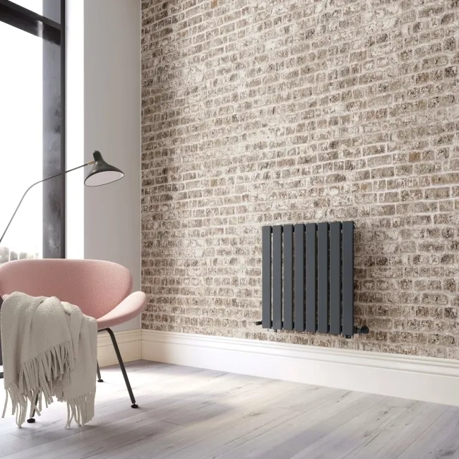 Faro Anthracite Single Flat Panel Horizontal Radiator 600x560mm