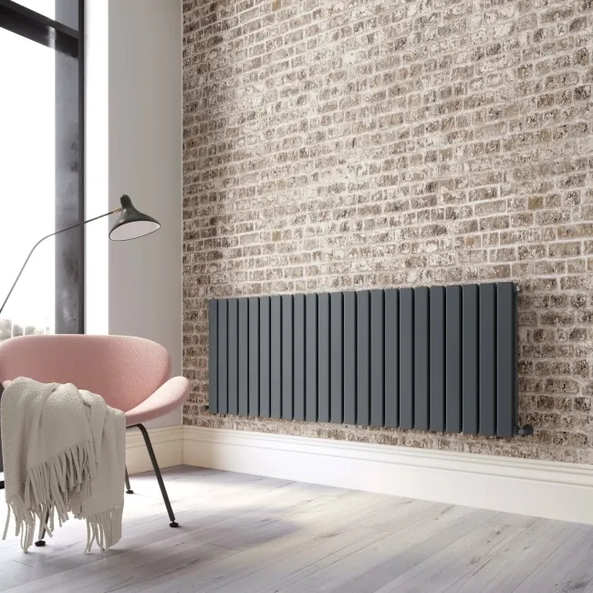 Faro Anthracite Double Flat Panel Horizontal Radiator 600x1610mm