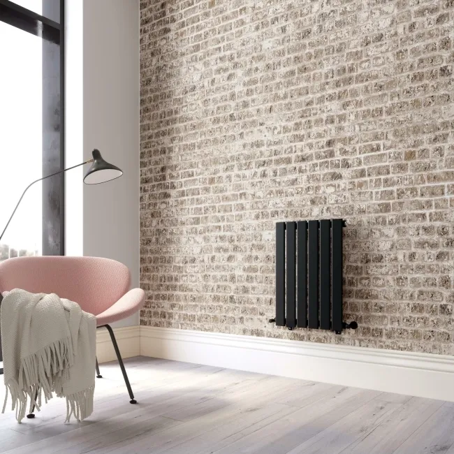 Faro Matt Black Single Flat Panel Horizontal Radiator 600x420mm