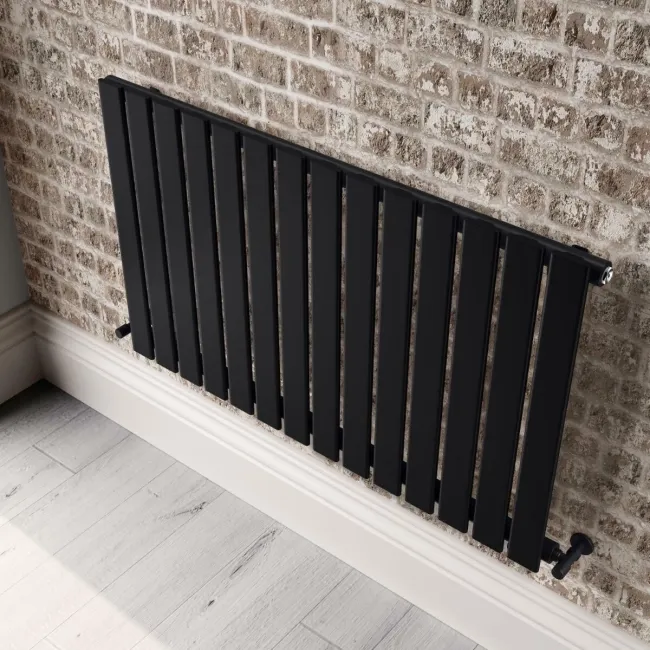 Faro Matt Black Single Flat Panel Horizontal Radiator 600x980mm