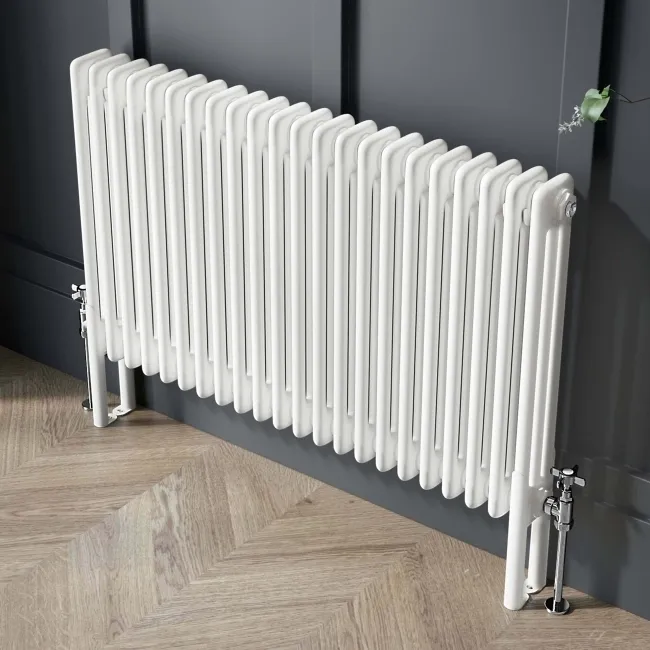 Athens White Triple Column Horizontal Traditional Radiator 600x1010mm