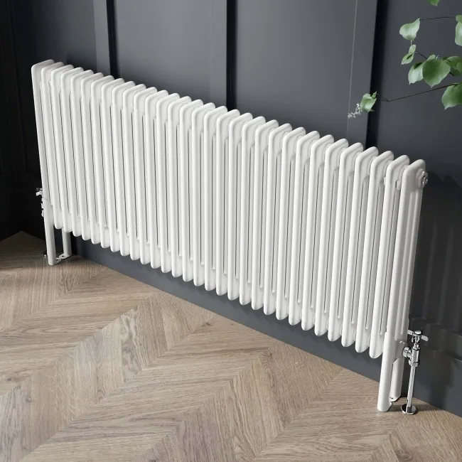 Athens White Triple Column Horizontal Traditional Radiator 600x1415mm