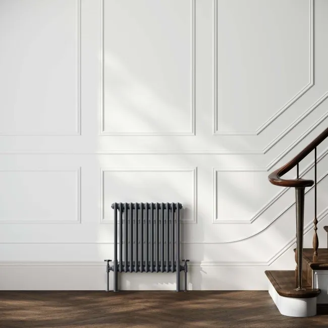 Athens Anthracite Double Column Horizontal Traditional Radiator 600x605mm