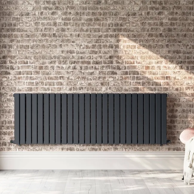 Faro Anthracite Double Flat Panel Horizontal Radiator 600x1820mm