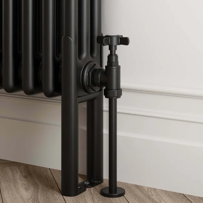 Athens Matt Black Triple Column Horizontal Traditional Radiator 300x1010mm
