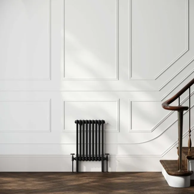 Athens Matt Black Triple Column Horizontal Traditional Radiator 600x425mm