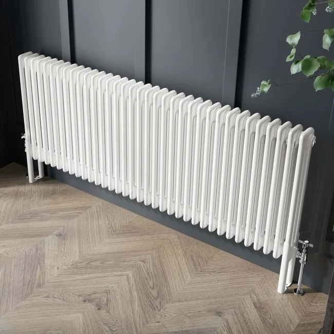 Athens White Triple Column Horizontal Traditional Radiator 600x1595mm