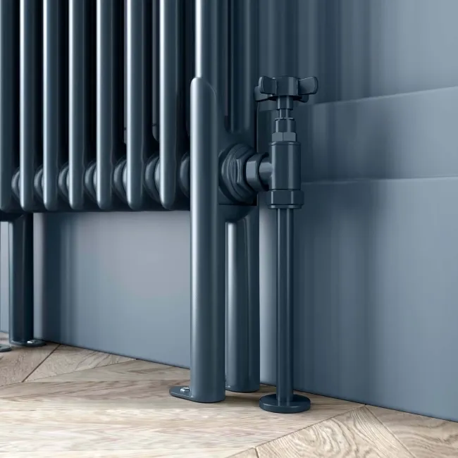 Athens Inky Blue Double Column Horizontal Traditional Radiator 600x785mm