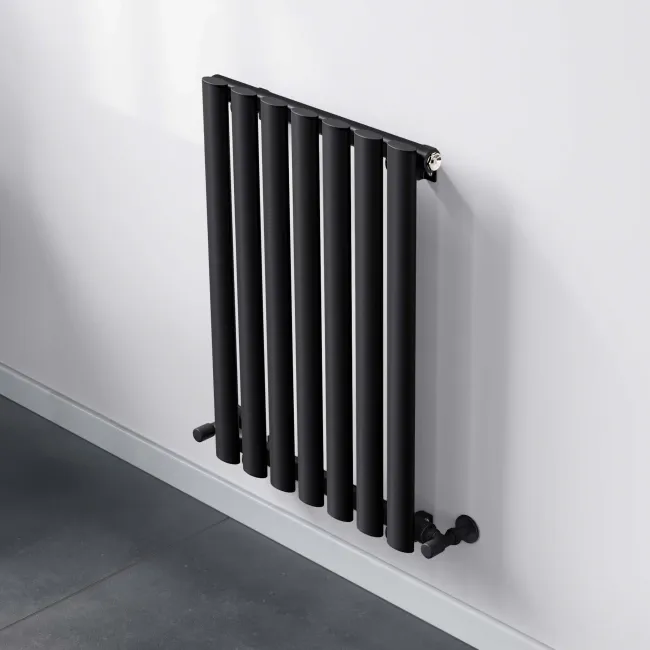 Marbella Matt Black Single Oval Panel Radiator 600x420mm