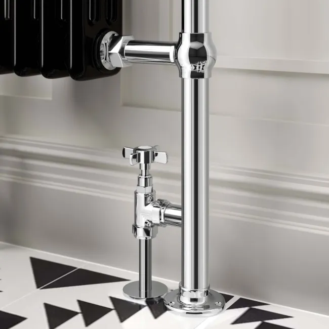 Gibraltar Large Black Traditional Heated Towel Radiator (With Overhanging Rail)