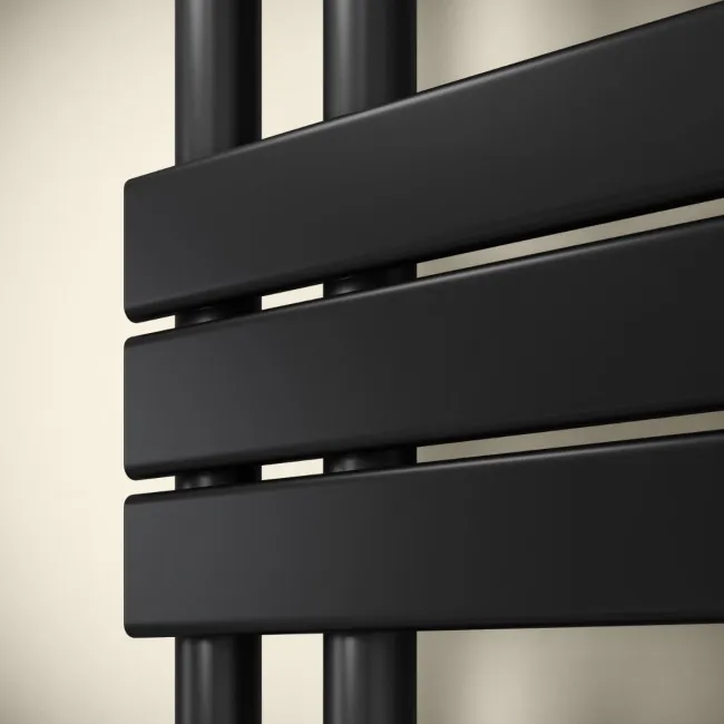 Seville Matt Black Designer Flat Panel Heated Towel Rail 1200x600mm