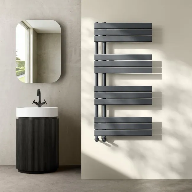 Seville Anthracite Designer Flat Panel Heated Towel Rail 1200x600mm
