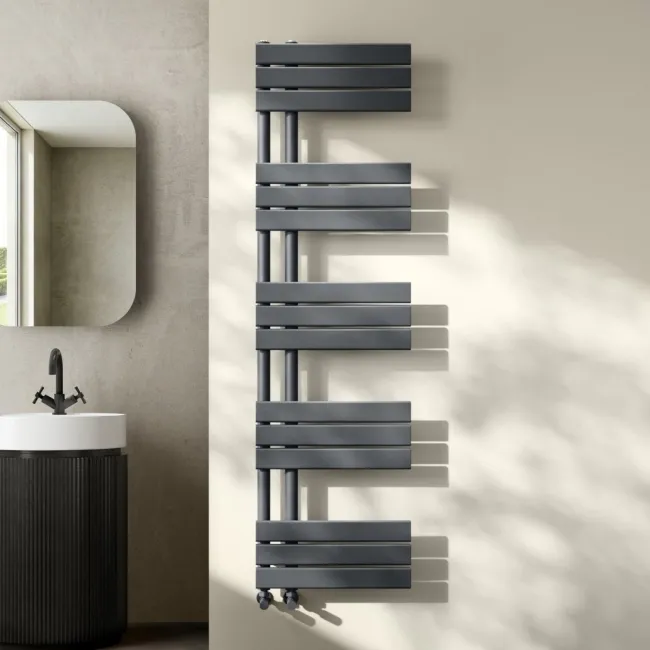 Seville Anthracite Designer Flat Panel Heated Towel Rail 1600x450mm