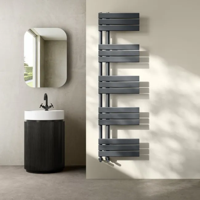 Seville Anthracite Designer Flat Panel Heated Towel Rail 1600x450mm