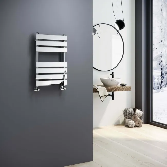 Santorini Chrome Flat Panel Heated Towel Rail 650x400mm