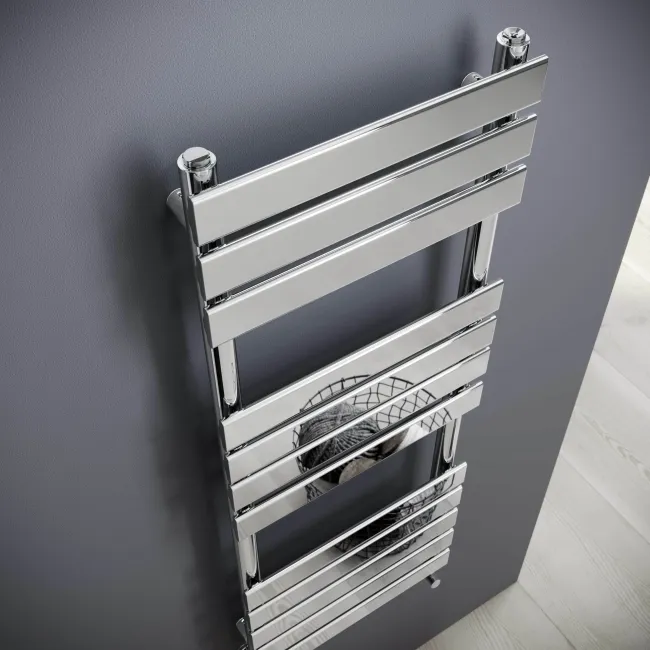 Santorini Chrome Flat Panel Heated Towel Rail 1200x450mm