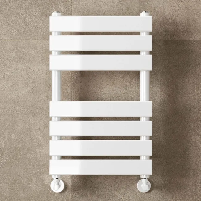 Santorini White Flat Panel Heated Towel Rail 650x400mm