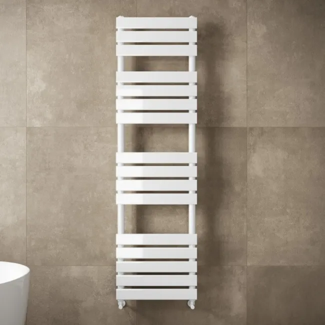 Santorini White Flat Panel Heated Towel Rail 1600x450mm