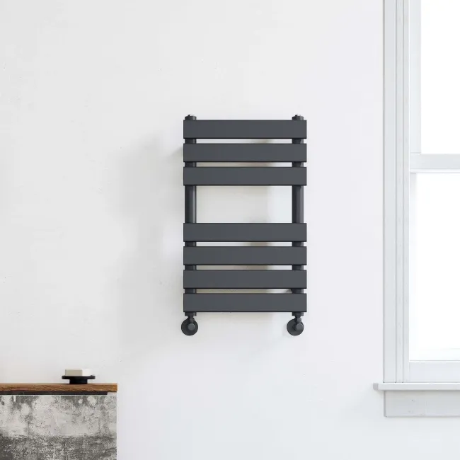 Santorini Anthracite Flat Panel Heated Towel Rail 650x400mm