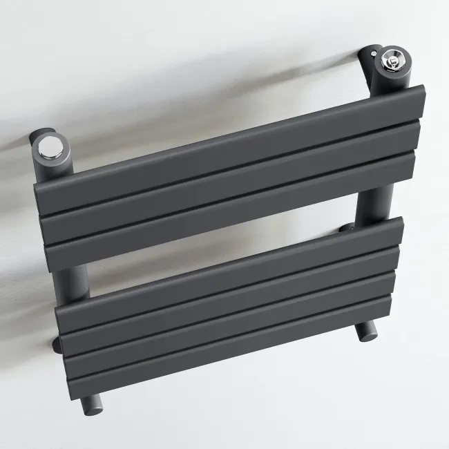 Santorini Anthracite Flat Panel Heated Towel Rail 650x400mm