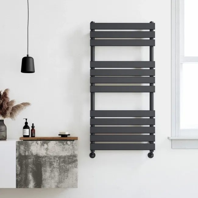 Santorini Anthracite Flat Panel Heated Towel Rail 1200x600mm