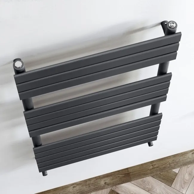Santorini Anthracite Flat Panel Heated Towel Rail 1200x600mm