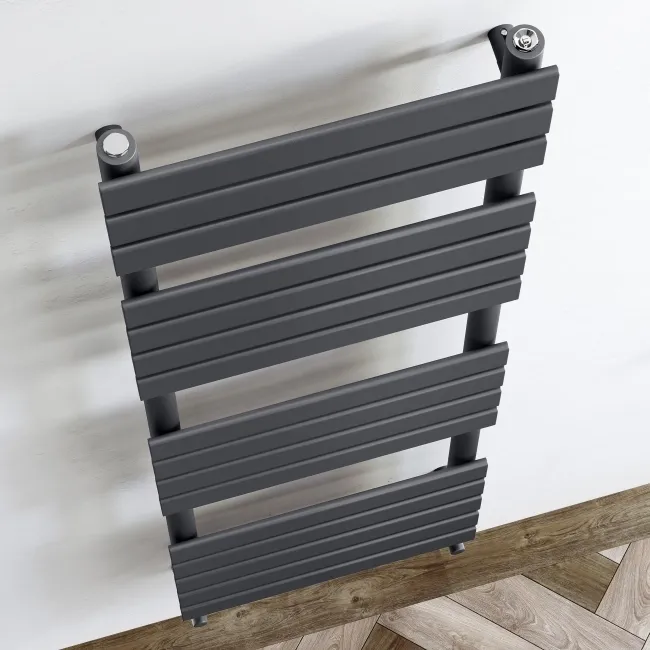 Santorini Anthracite Flat Panel Heated Towel Rail 1600x450mm