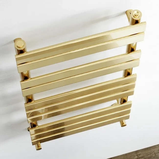 Santorini Brushed Brass Flat Panel Heated Towel Rail 1000x450mm