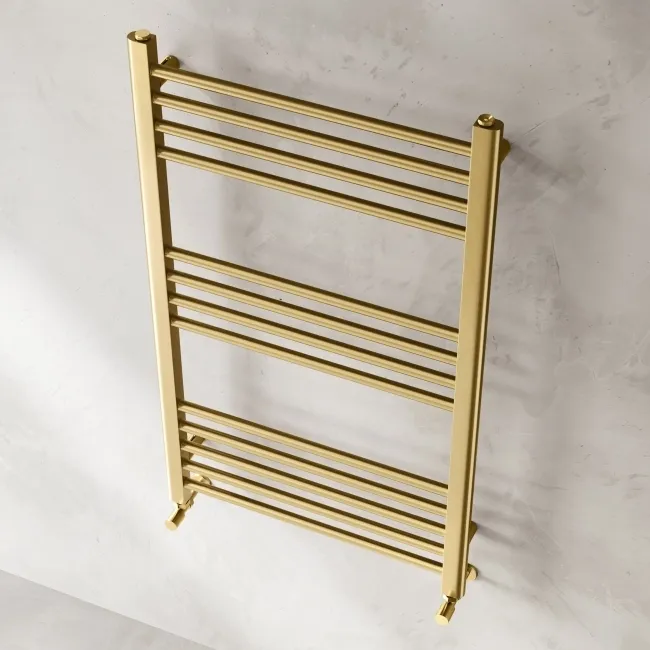 Barcelona Brushed Brass Straight Heated Towel Rail 1000x600mm