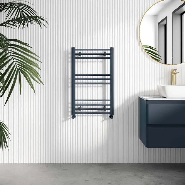 Barcelona Inky Blue Straight Heated Towel Rail 800x500mm