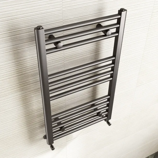 Naples Premium Brushed Gunmetal Straight Heated Towel Rail 800x500mm