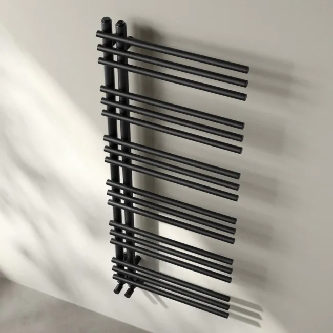 Cannes Matt Black Designer Heated Towel Rail 1200x500mm