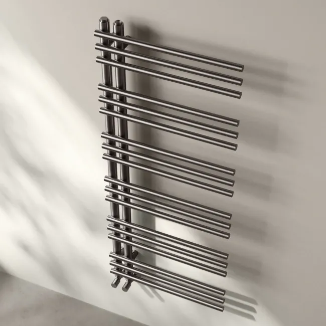 Cannes Brushed Gunmetal Designer Heated Towel Rail 1200x500mm