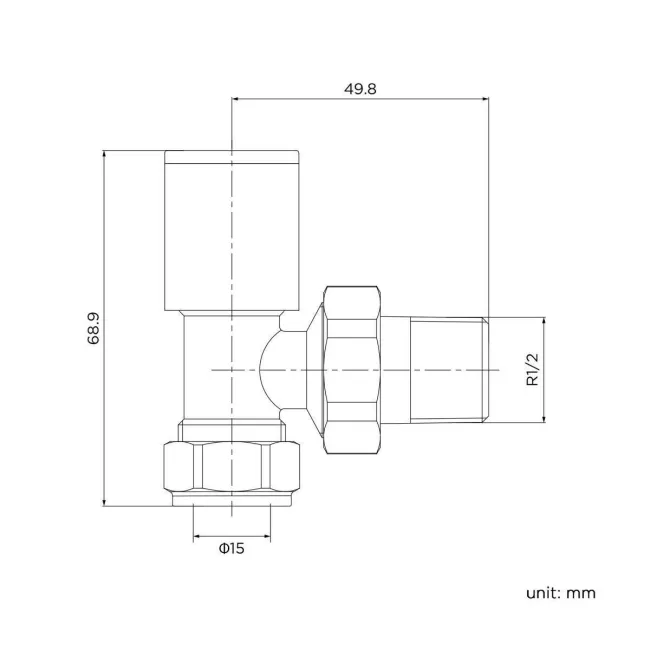 Angled Anthracite Manual Radiator Valves (Pair) Standard 15mm