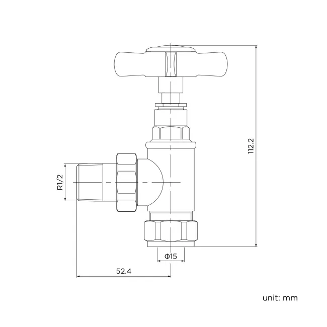 Matt Black Angled Traditional Manual Radiator Valves (Pair) Standard 15mm