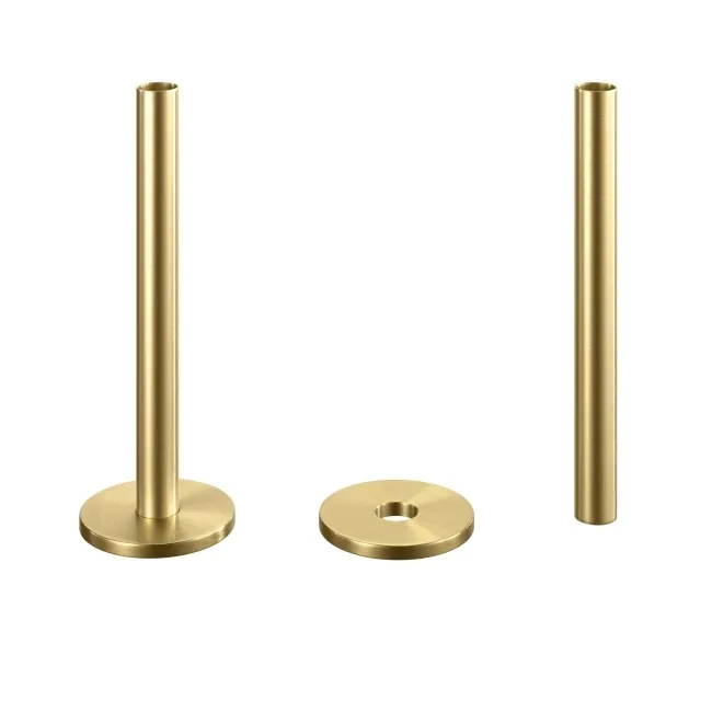 Brushed Brass Pipe Connectors For Heated Towel Rails & Radiators (Pair) 150mm