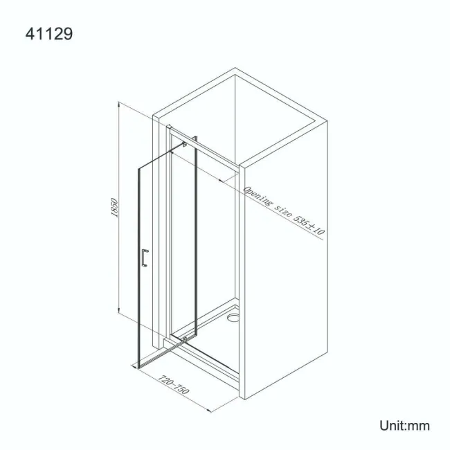 London 6mm Pivot Shower Door 760mm