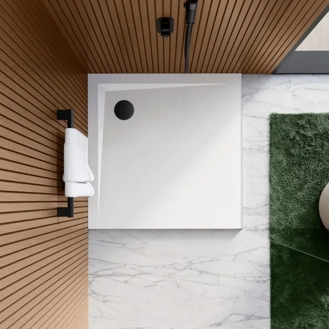 Sydney Low Profile Square Gloss White Stone Shower Tray 800x800mm