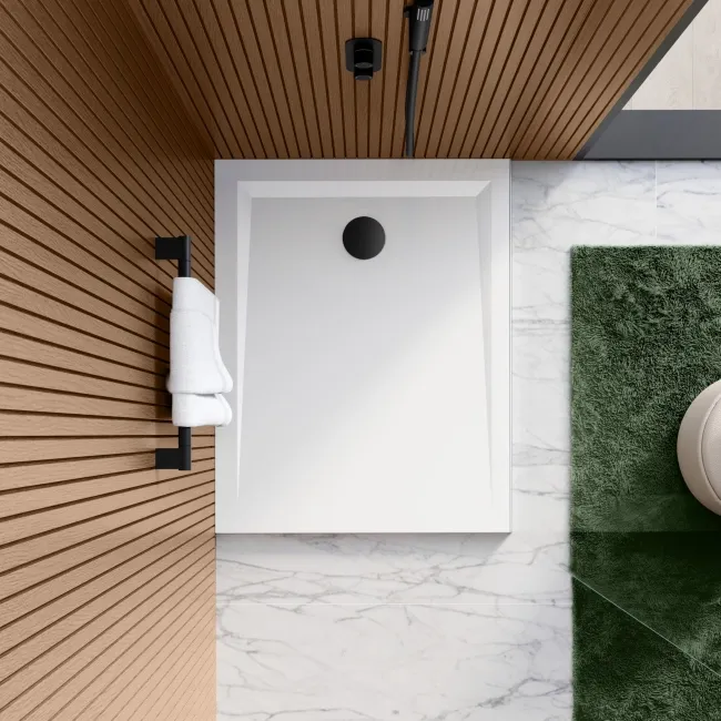 Sydney Low Profile Rectangular Gloss White Stone Shower Tray 1100x800mm