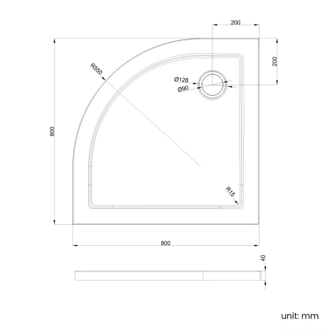 Cairo Quadrant SMC Composite Shower Tray 800x800mm