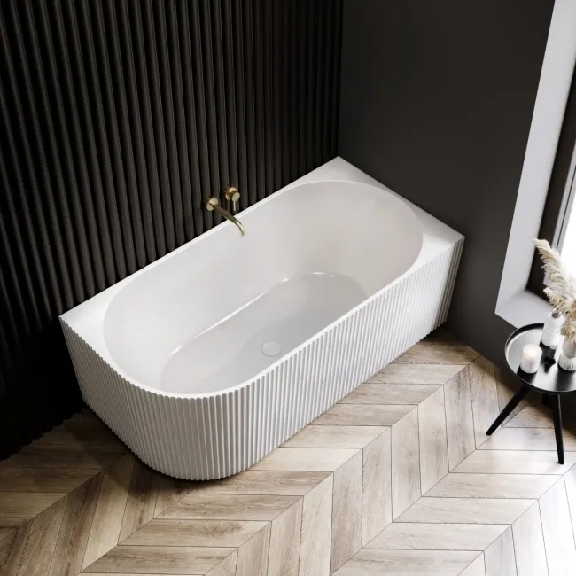 Barnet 1500mm Fluted Curved Corner Bath - Right Handed