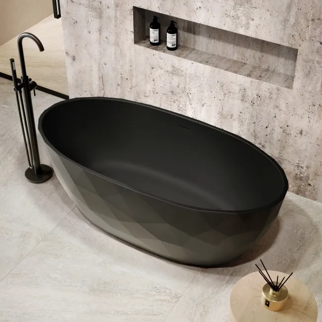 Ealing 1700mm Matt Black Freestanding Bath